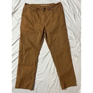 Devil-Dog Dungarees Mens Canvas Carpenter Pants Brown Double Knee Utility 36x30